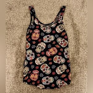No Boundaries Black Skull Print Tank Top